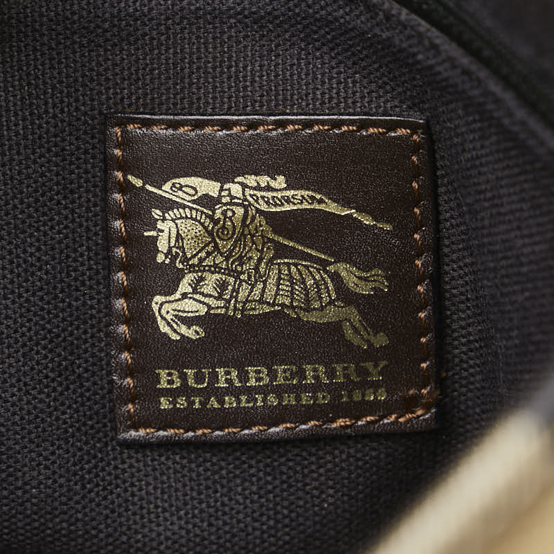 バーバリー ヘイマーケットチェック シャドーホース 斜め掛け ショルダーバッグ ベージュ ブラウン PVC レザー レディース BURBERRY 【中古】