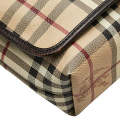 バーバリー ヘイマーケットチェック シャドーホース 斜め掛け ショルダーバッグ ベージュ ブラウン PVC レザー レディース BURBERRY 【中古】