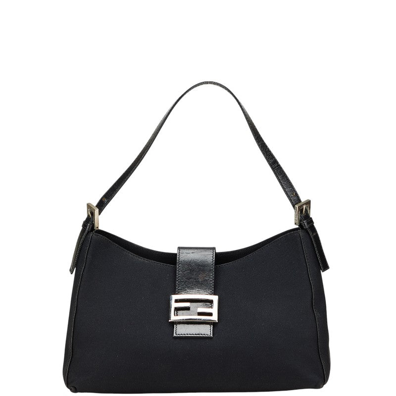 フェンディ マンマバケット ワンショルダーバッグ ブラック レザー コットンジャージ レディース FENDI 【中古】