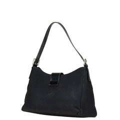 フェンディ マンマバケット ワンショルダーバッグ ブラック レザー コットンジャージ レディース FENDI 【中古】