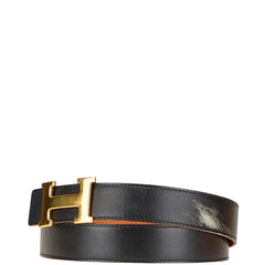 エルメス コンスタンス H ベルト ブラック オレンジ ボックスカーフ トリヨンクレマンス レディース HERMES 【中古】