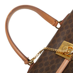 セリーヌ マカダム ハンドバッグ ブラウン PVC レザー レディース CELINE 【中古】