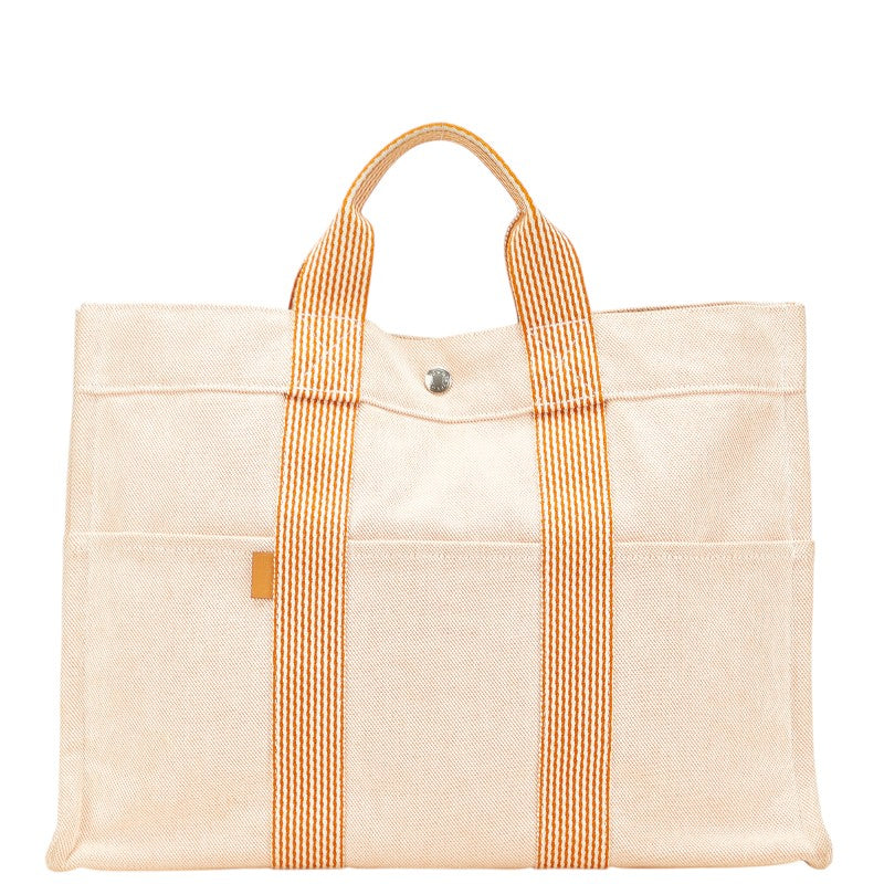 エルメス ニューフールトゥMM トートバッグ ハンドバッグ オレンジ トワルアッシュ レディース HERMES 【中古】