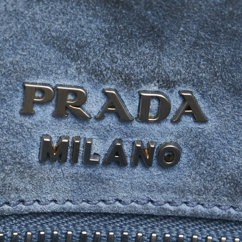 プラダ エティケット スタッズ 斜め掛け ショルダーバッグ 1BD082 グレー レザー レディース PRADA 【中古】
