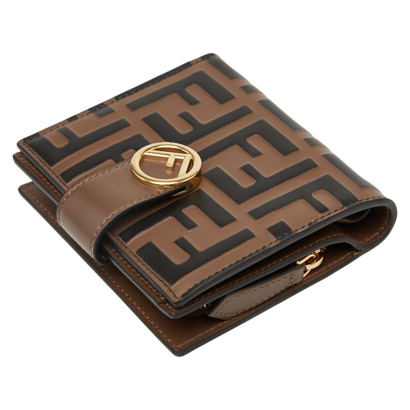 フェンディ F IS FENDI エフ イズ フェンディ 二つ折り財布 8M0386 ブラウン レザー レディース FENDI 【中古】