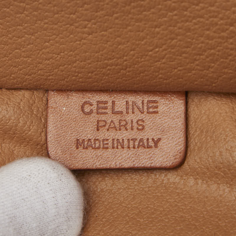 セリーヌ マカダム バニティバッグ 化粧ポーチ ブラウン PVC レザー レディース CELINE 【中古】