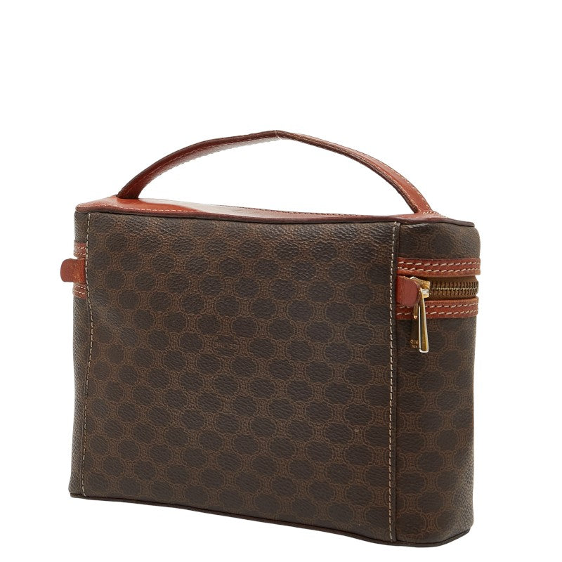 セリーヌ マカダム バニティバッグ 化粧ポーチ ブラウン PVC レザー レディース CELINE 【中古】
