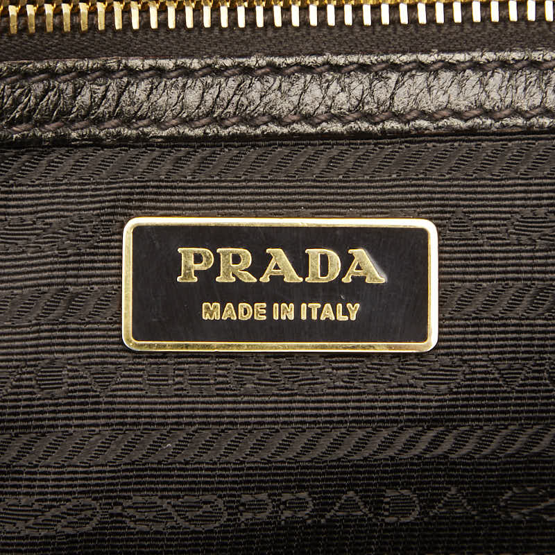 プラダ ロゴ トートバッグ ショルダーバッグ 2WAY ゴールド レザー レディース PRADA 【中古】