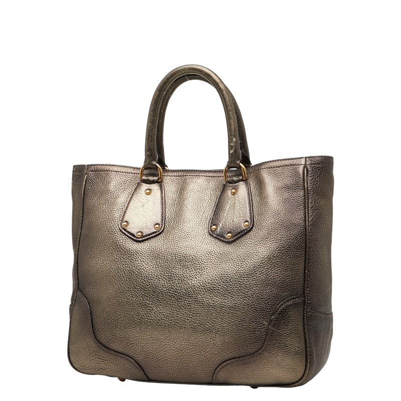プラダ ロゴ トートバッグ ショルダーバッグ 2WAY ゴールド レザー レディース PRADA 【中古】