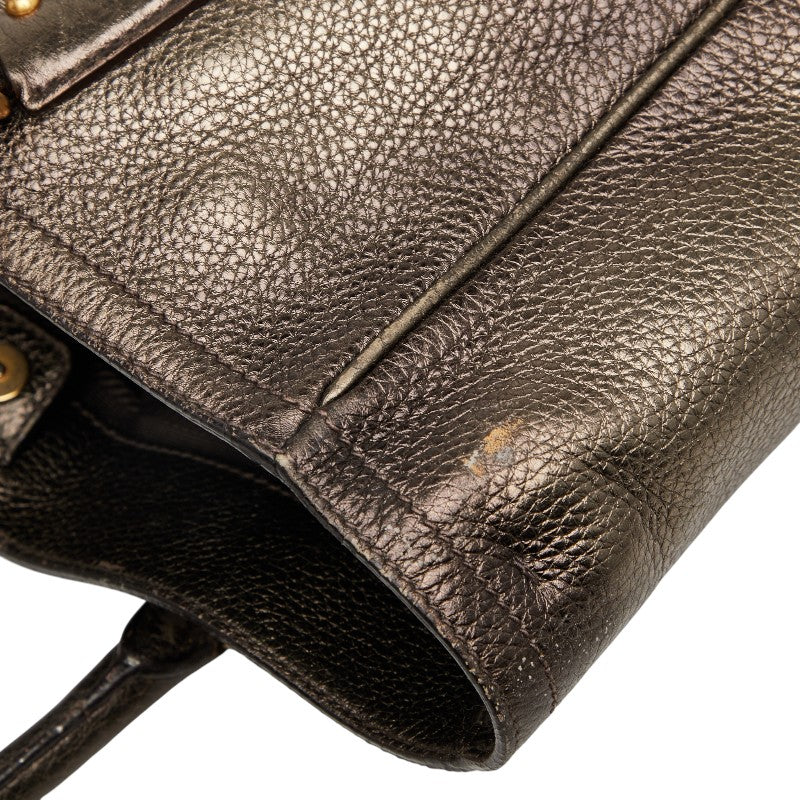 プラダ ロゴ トートバッグ ショルダーバッグ 2WAY ゴールド レザー レディース PRADA 【中古】