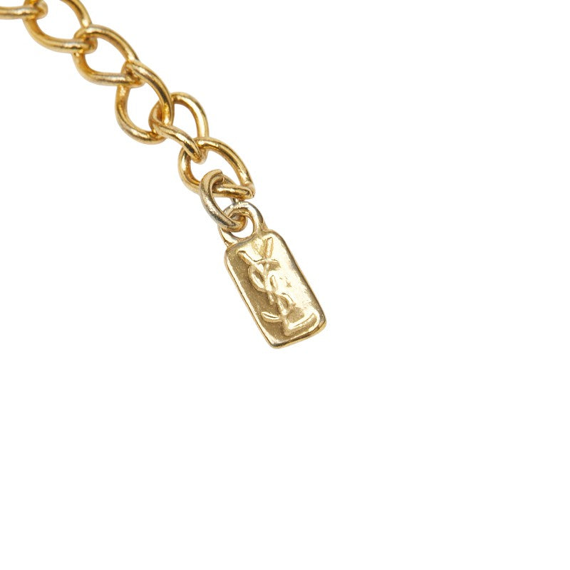 サンローラン スクエア ネックレス ゴールド メッキ ラインストーン レディース SAINT LAURENT 【中古】