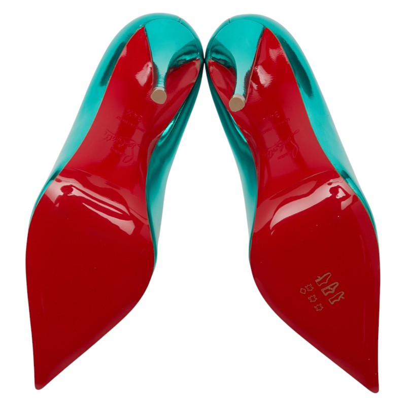 クリスチャンルブタン パンプス ハイヒール 34 1/2 ブルー レザー レディース Christian Louboutin 【中古】