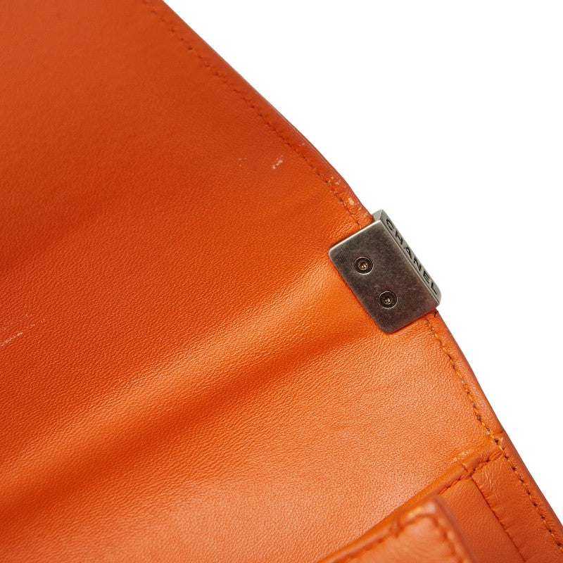 シャネル ボーイシャネル ココマーク チェーン ショルダーバッグ ハンドバッグ オレンジ シルバー ラムスキン レディース CHANEL 【中古】