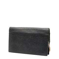 グッチ インターロッキングG 長財布 チェーンウォレットバッグ 510314 ブラック ゴールド レザー レディース GUCCI 【中古】