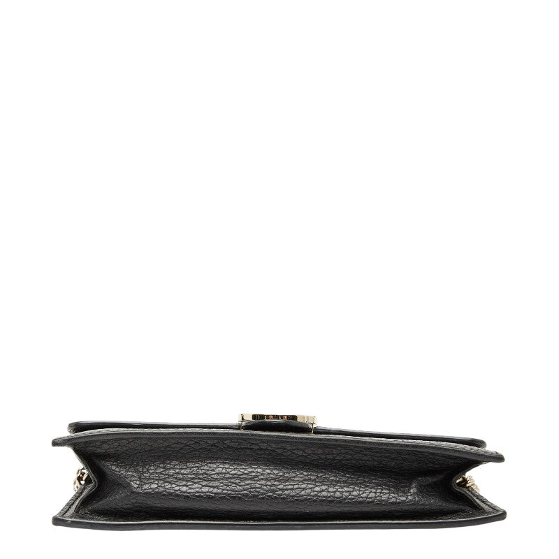 グッチ インターロッキングG 長財布 チェーンウォレットバッグ 510314 ブラック ゴールド レザー レディース GUCCI 【中古】