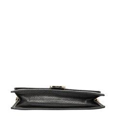 グッチ インターロッキングG 長財布 チェーンウォレットバッグ 510314 ブラック ゴールド レザー レディース GUCCI 【中古】