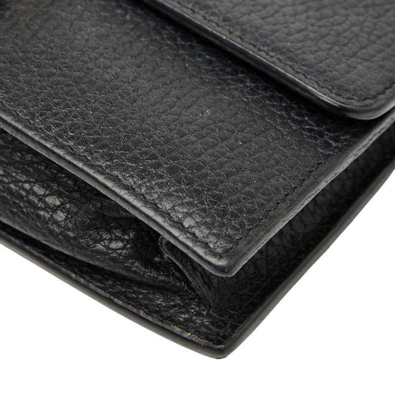 グッチ インターロッキングG 長財布 チェーンウォレットバッグ 510314 ブラック ゴールド レザー レディース GUCCI 【中古】