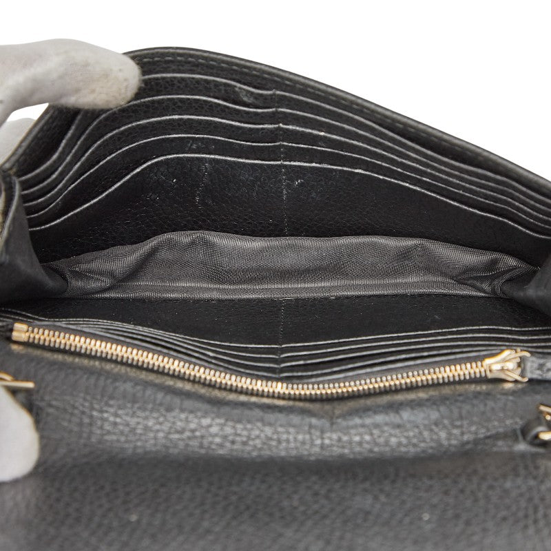 グッチ インターロッキングG 長財布 チェーンウォレットバッグ 510314 ブラック ゴールド レザー レディース GUCCI 【中古】