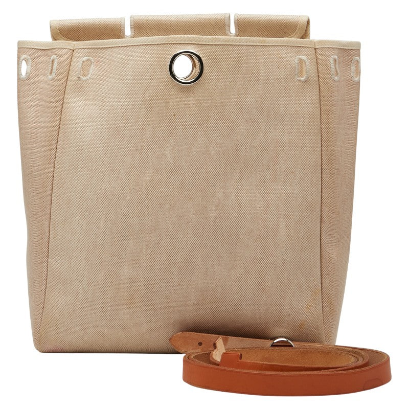 エルメス エールバッグ アドPM リュック バックパック ベージュ ブラウン シルバー金具 トワルアッシュ レザー レディース HERMES 【中古】