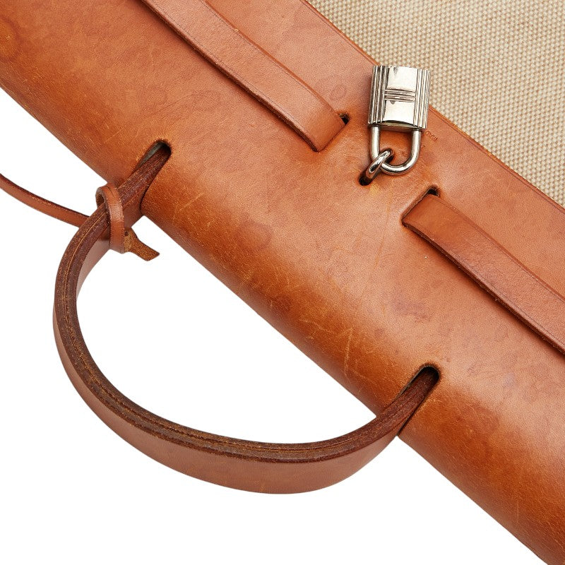 エルメス エールバッグ アドPM リュック バックパック ベージュ ブラウン シルバー金具 トワルアッシュ レザー レディース HERMES 【中古】