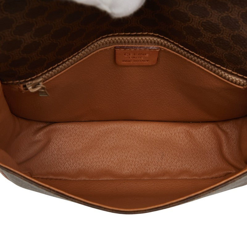 セリーヌ マカダム ショルダーバッグ ブラウン PVC レザー レディース CELINE 【中古】