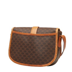 セリーヌ マカダム ショルダーバッグ ブラウン PVC レザー レディース CELINE 【中古】