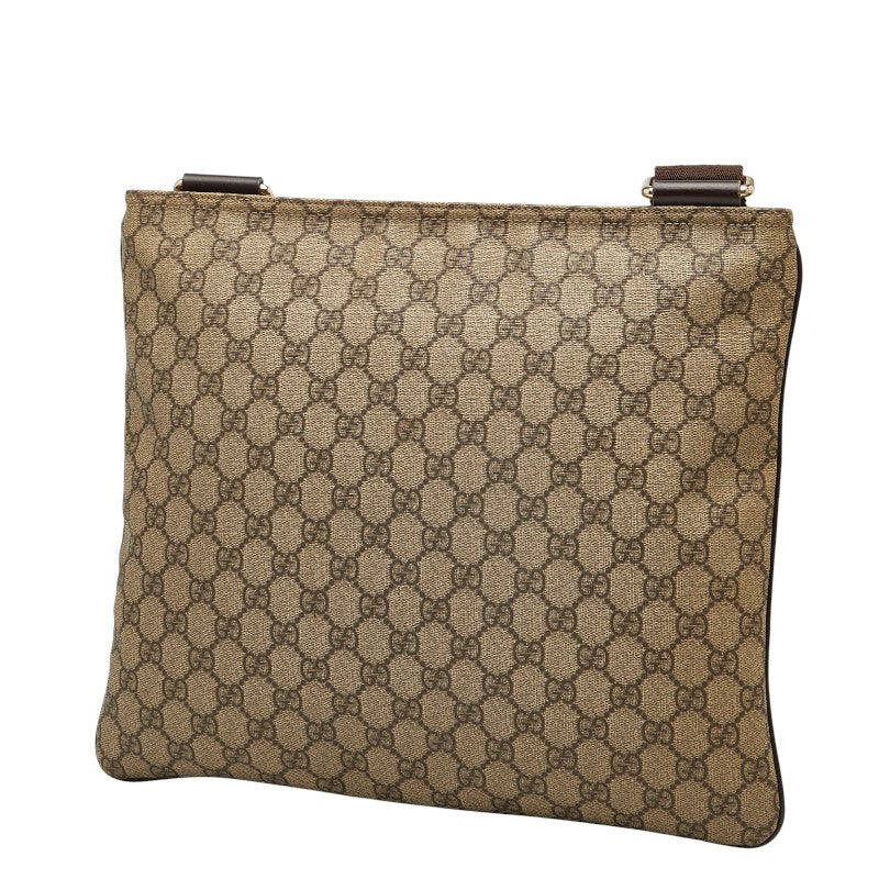 グッチ GGスプリーム ショルダーバッグ 201446 ベージュ ブラウン PVC レザー レディース GUCCI 【中古】