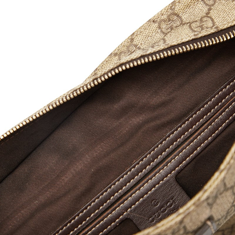 グッチ GGスプリーム ショルダーバッグ 201446 ベージュ ブラウン PVC レザー レディース GUCCI 【中古】