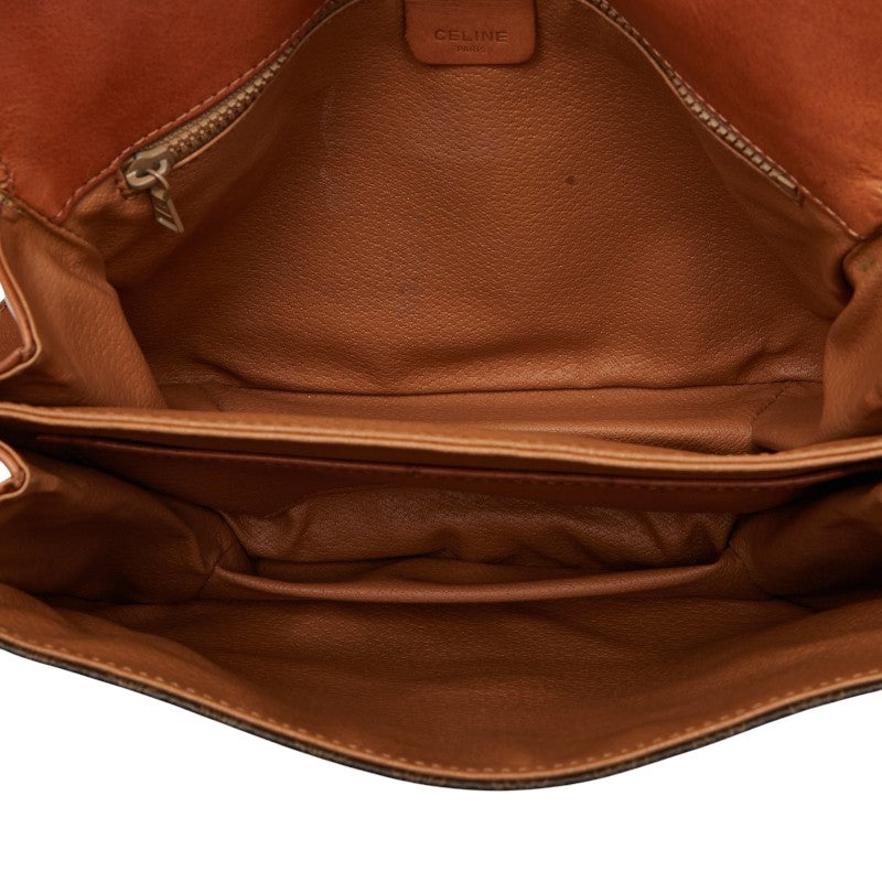 セリーヌ マカダム ショルダーバッグ ブラウン PVC レザー レディース CELINE 【中古】