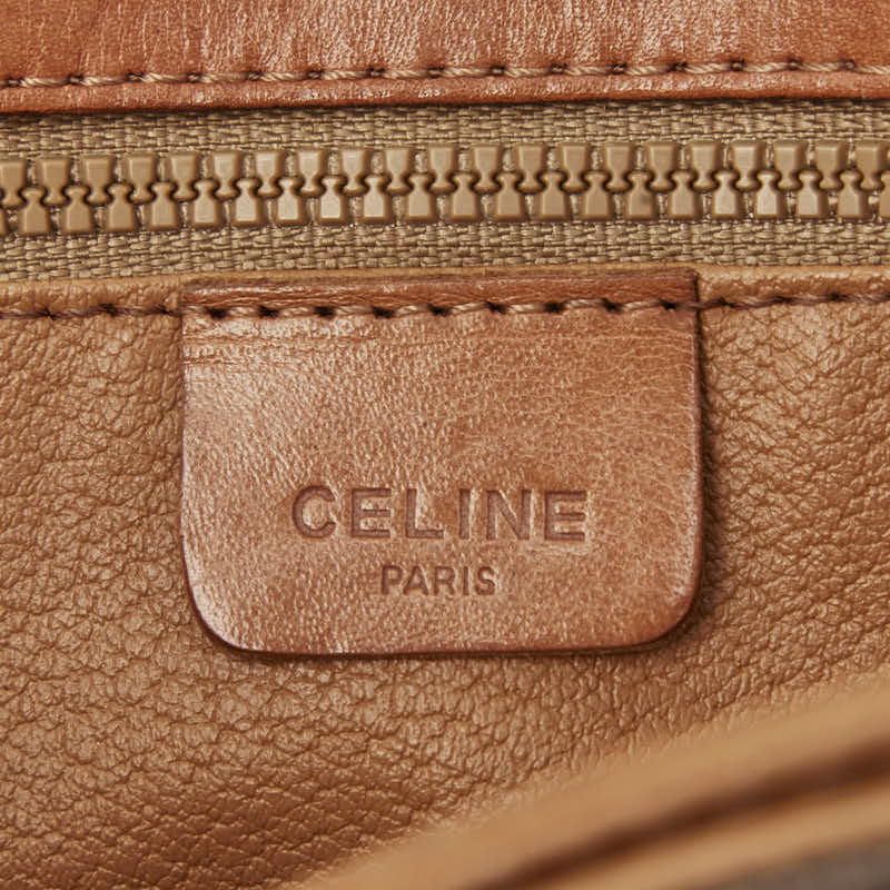 セリーヌ マカダム ショルダーバッグ ブラウン PVC レザー レディース CELINE 【中古】