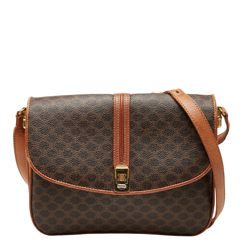 セリーヌ マカダム ショルダーバッグ ブラウン PVC レザー レディース CELINE 【中古】