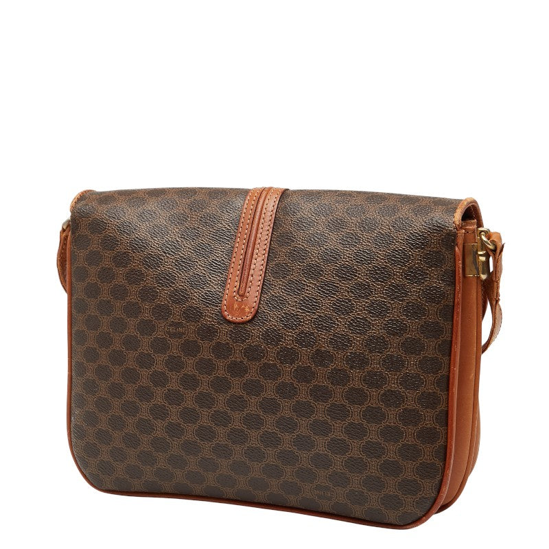 セリーヌ マカダム ショルダーバッグ ブラウン PVC レザー レディース CELINE 【中古】