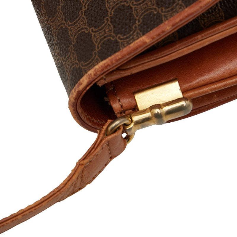 セリーヌ マカダム ショルダーバッグ ブラウン PVC レザー レディース CELINE 【中古】