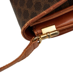 セリーヌ マカダム ショルダーバッグ ブラウン PVC レザー レディース CELINE 【中古】