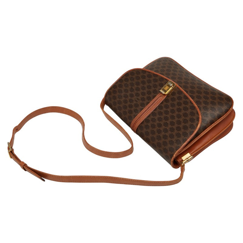 セリーヌ マカダム ショルダーバッグ ブラウン PVC レザー レディース CELINE 【中古】
