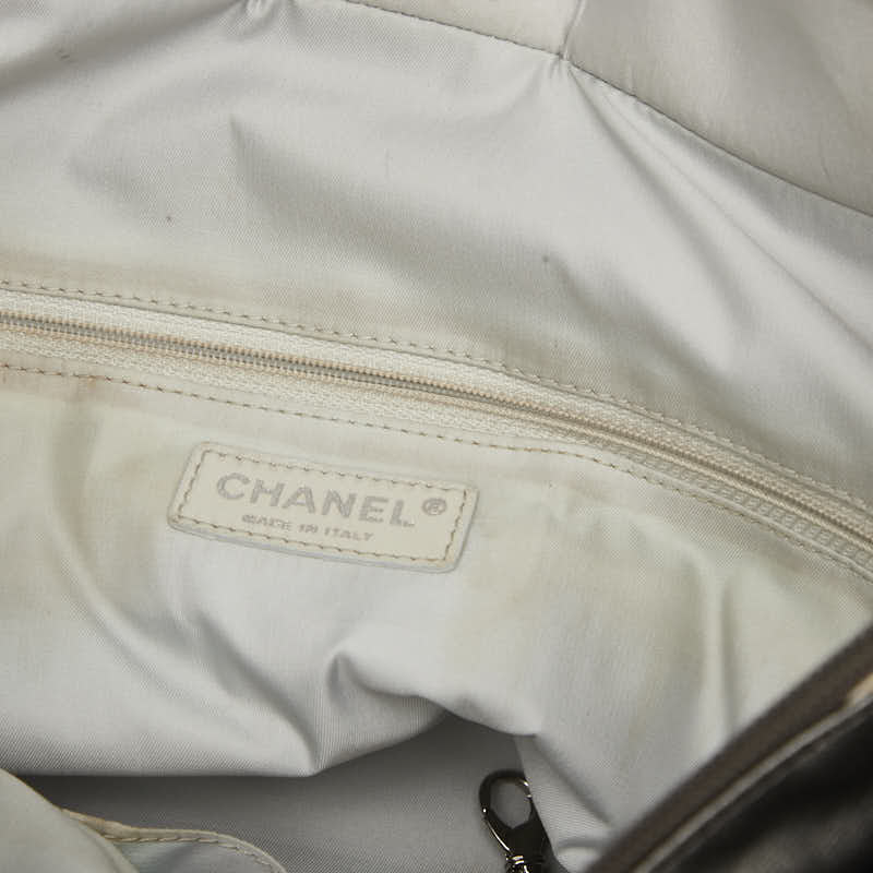 シャネル パリビアリッツ トートGM トートバッグ A34210 グレー アイボリー PVC キャンバス レディース CHANEL 【中古】