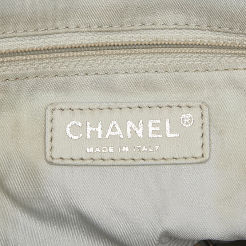 シャネル パリビアリッツ トートGM トートバッグ A34210 グレー アイボリー PVC キャンバス レディース CHANEL 【中古】