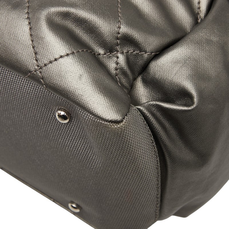 シャネル パリビアリッツ トートGM トートバッグ A34210 グレー アイボリー PVC キャンバス レディース CHANEL 【中古】