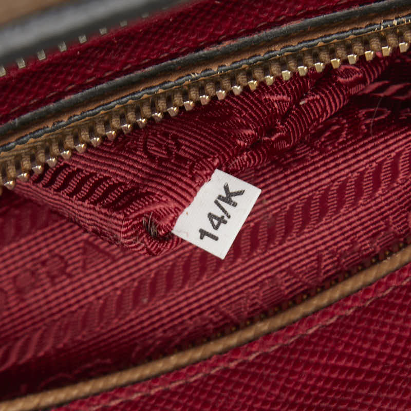 プラダ ロゴ トートバッグ ショルダーバッグ 2WAY ブラウン レッド レザー レディース PRADA 【中古】