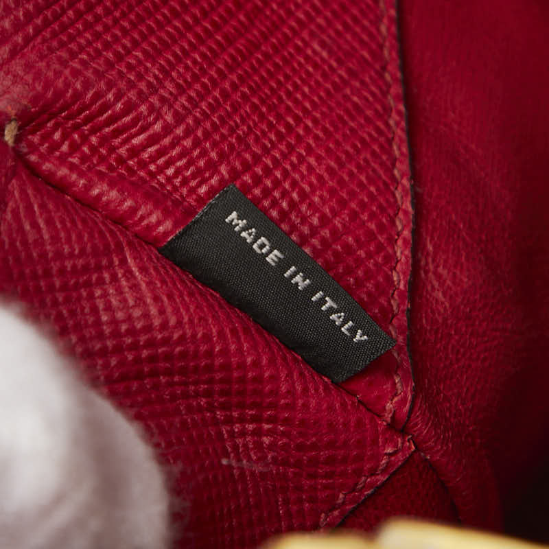 プラダ ロゴ トートバッグ ショルダーバッグ 2WAY ブラウン レッド レザー レディース PRADA 【中古】
