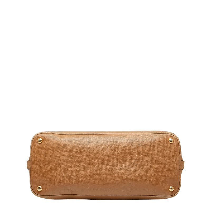 プラダ ロゴ トートバッグ ショルダーバッグ 2WAY ブラウン レッド レザー レディース PRADA 【中古】