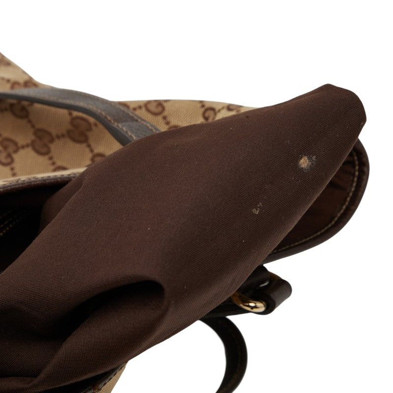 グッチ GGキャンバス トートバッグ 153009 ベージュ ブラウン キャンバス レザー レディース GUCCI 【中古】