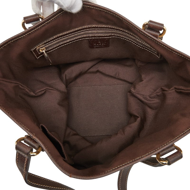 グッチ GGキャンバス トートバッグ 153009 ベージュ ブラウン キャンバス レザー レディース GUCCI 【中古】