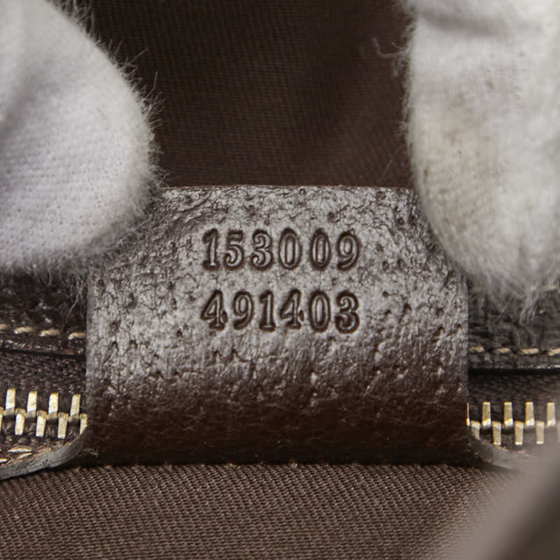 グッチ GGキャンバス トートバッグ 153009 ベージュ ブラウン キャンバス レザー レディース GUCCI 【中古】