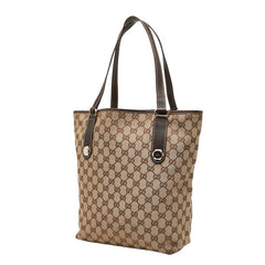 グッチ GGキャンバス トートバッグ 153009 ベージュ ブラウン キャンバス レザー レディース GUCCI 【中古】