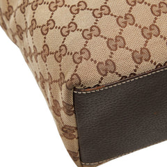 グッチ GGキャンバス トートバッグ 153009 ベージュ ブラウン キャンバス レザー レディース GUCCI 【中古】