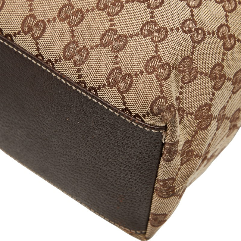 グッチ GGキャンバス トートバッグ 153009 ベージュ ブラウン キャンバス レザー レディース GUCCI 【中古】