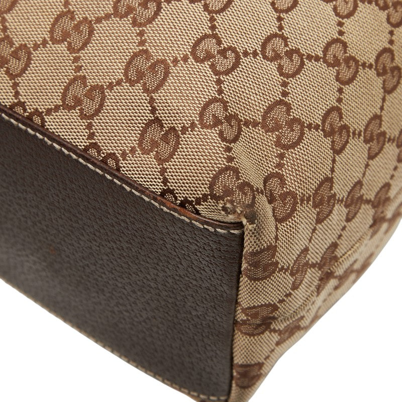 グッチ GGキャンバス トートバッグ 153009 ベージュ ブラウン キャンバス レザー レディース GUCCI 【中古】