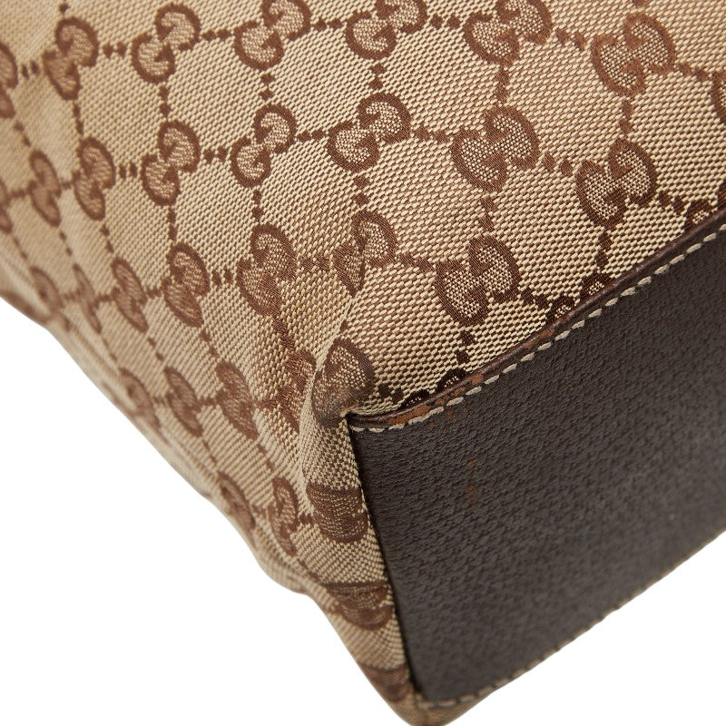 グッチ GGキャンバス トートバッグ 153009 ベージュ ブラウン キャンバス レザー レディース GUCCI 【中古】