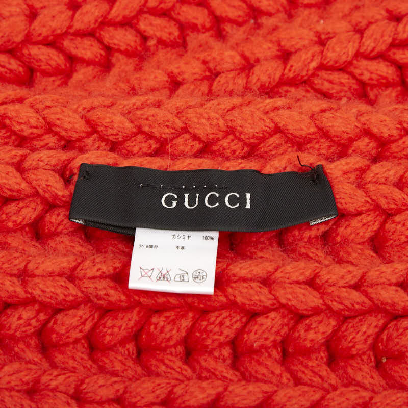 グッチ フリンジ マフラー レッド カシミヤ レディース GUCCI 【中古】